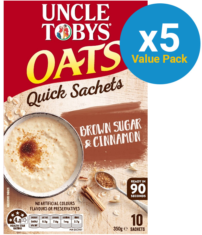 Uncle Tobys Oats (Brown Sugar & Cinnamon, 350g) 5pk image