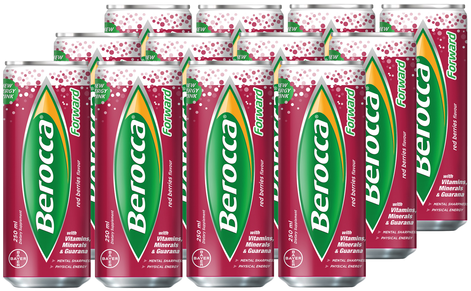 Berocca Forward Energy Drink Red Berries (250ml) 12 Pack at