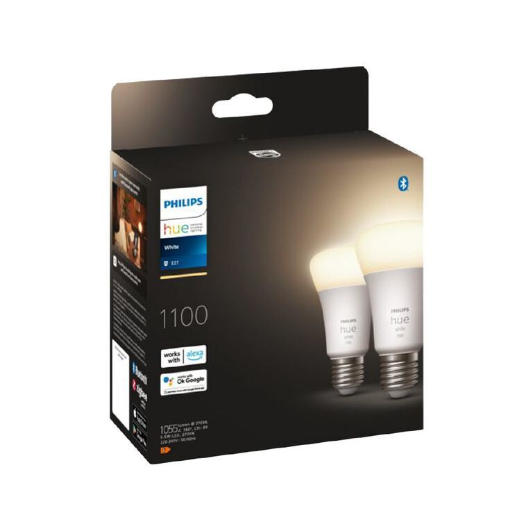 Philips Hue Warm White 9.5W A60 E27 Bulb (2 Pack) | at Mighty Ape NZ