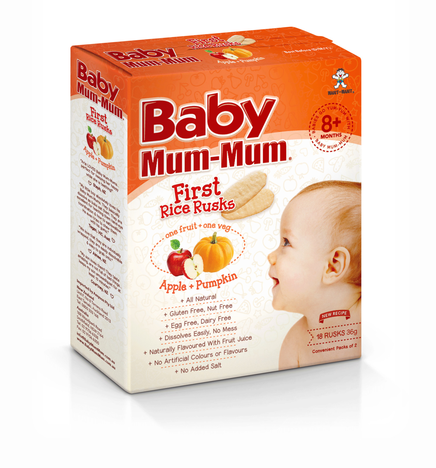 Baby Mum Mum: First Rice Rusk - Apple & Pumpkin (36g) image