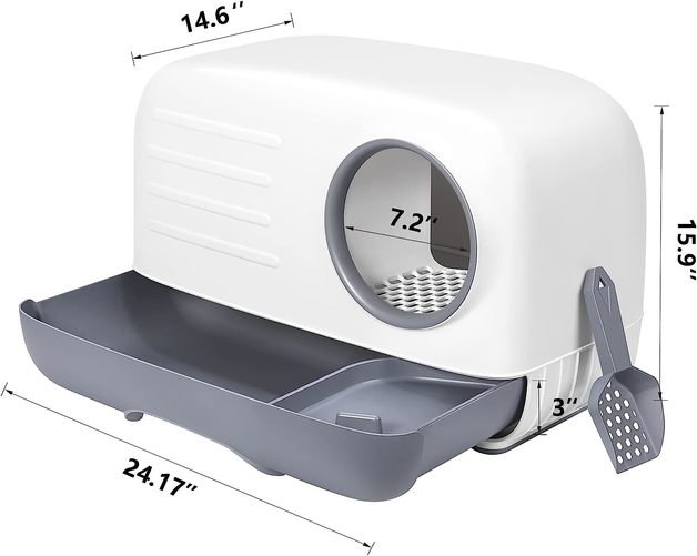 Buy Zoomies Fully Enclosed Cat Litter Box Grey at Mighty Ape NZ