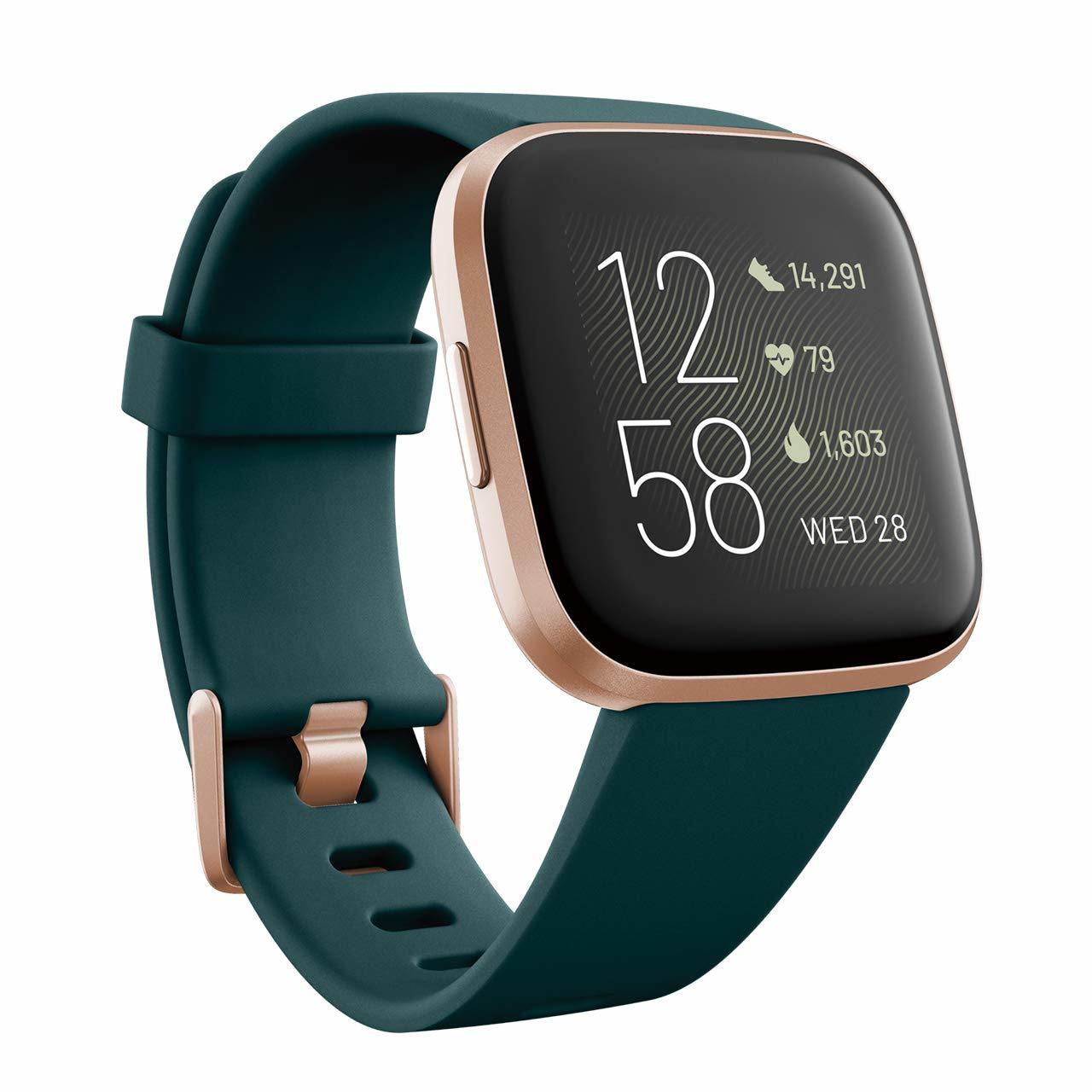 Fitbit Versa 2 Health & Fitness Smartwatch - Emerald/Copper Rose