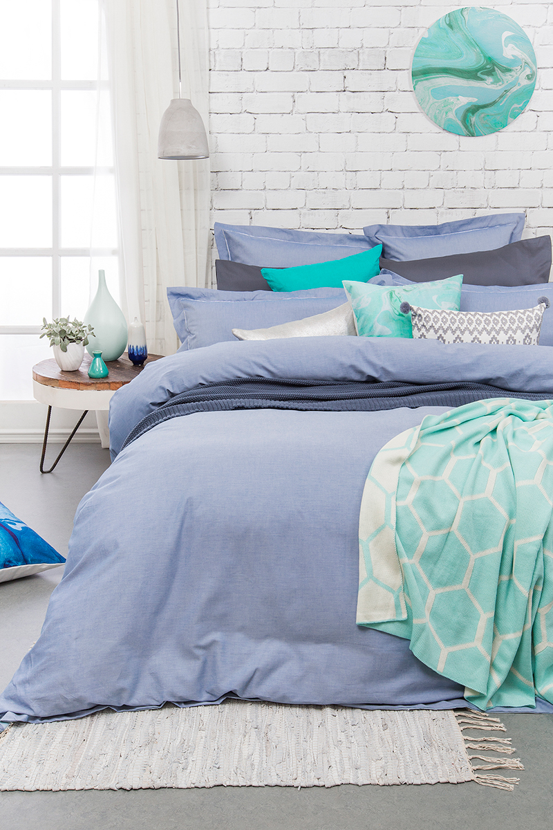 Bambury Super King Quilt Cover Set (Charleston Blue)