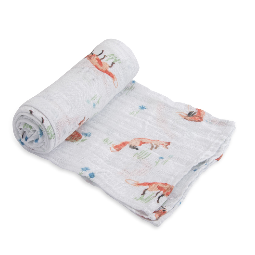 Little Unicorn - Single Cotton Muslin Swaddle - Fox image