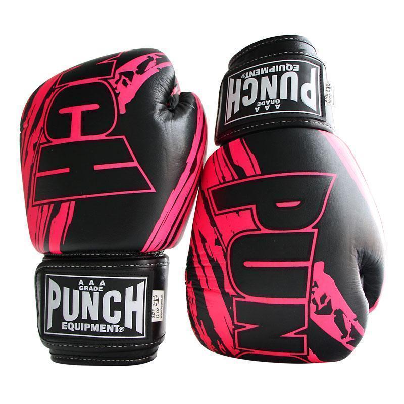 Punch: Fancy Kickboxing Gloves - 16.oz (Hot Pink & Black)