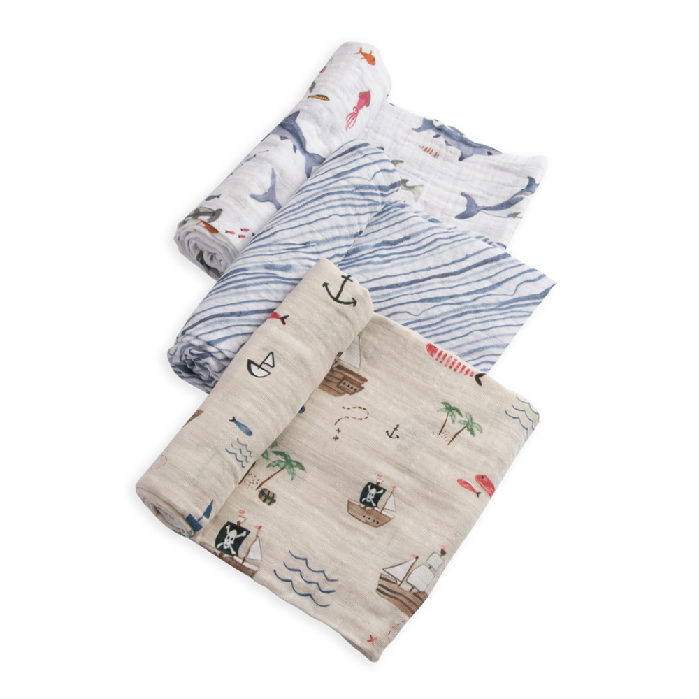 Little Unicorn - Cotton Muslin Swaddle - Shark (3 Pack)