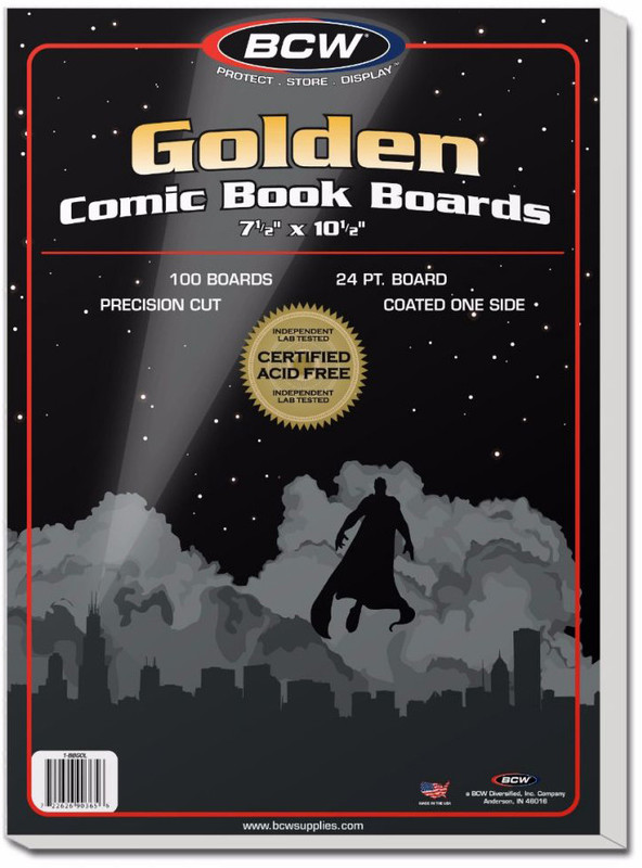 1 Pack 100 BCW Brand Golden Age 7 1//2/" Comic Book Storage Backing Backer Boards