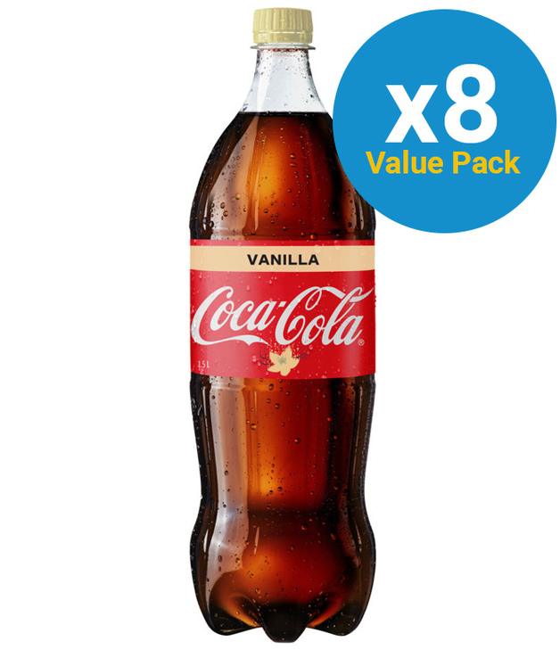 Vanilla Coke Soft Drink 1.5l (8 Pack) at Mighty Ape NZ
