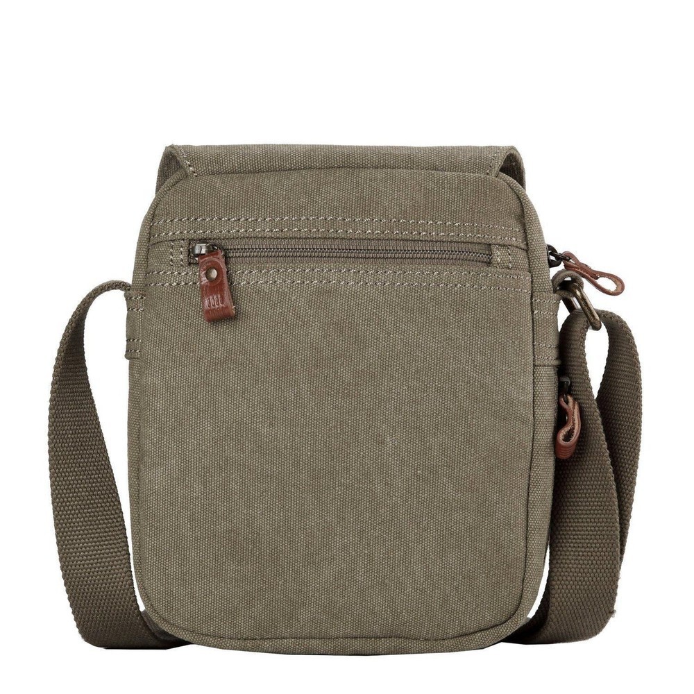 Troop London Classic Small Zip Front Cross Body Bag Khaki at