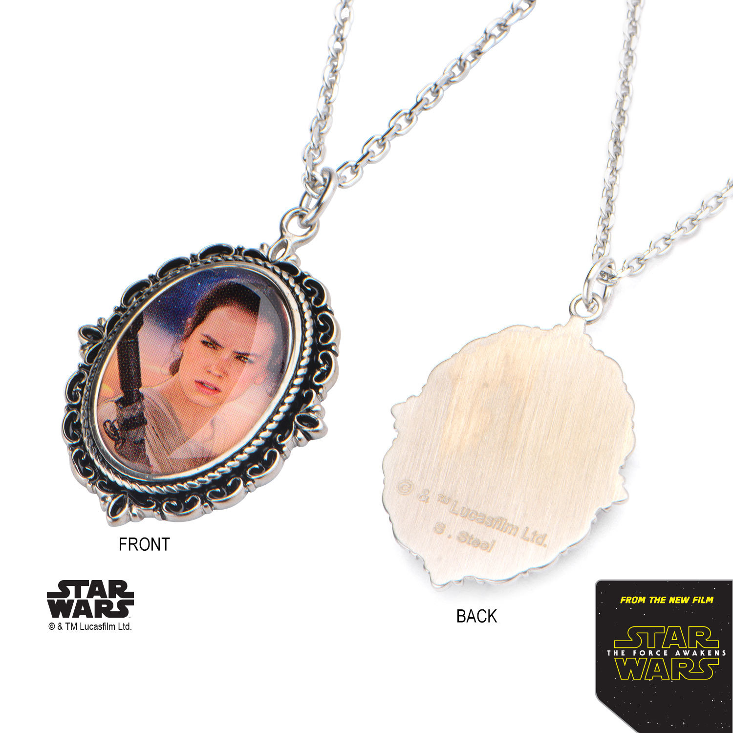 Star Wars Stainless Steel Rey Cameo Pendant