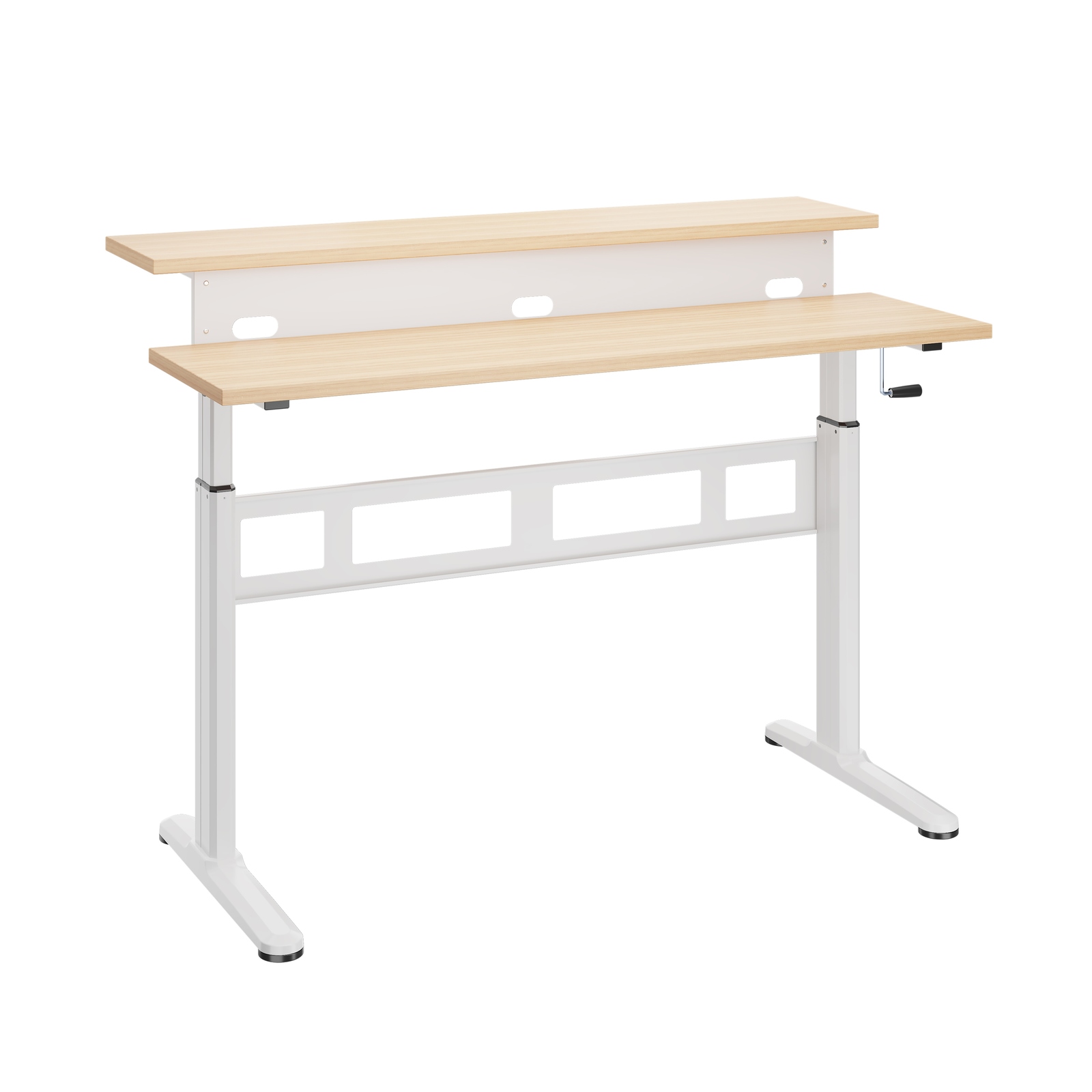 Buy Sit Stand Split Desk White/Oak ( 5 Year Warranty ) at Mighty Ape NZ