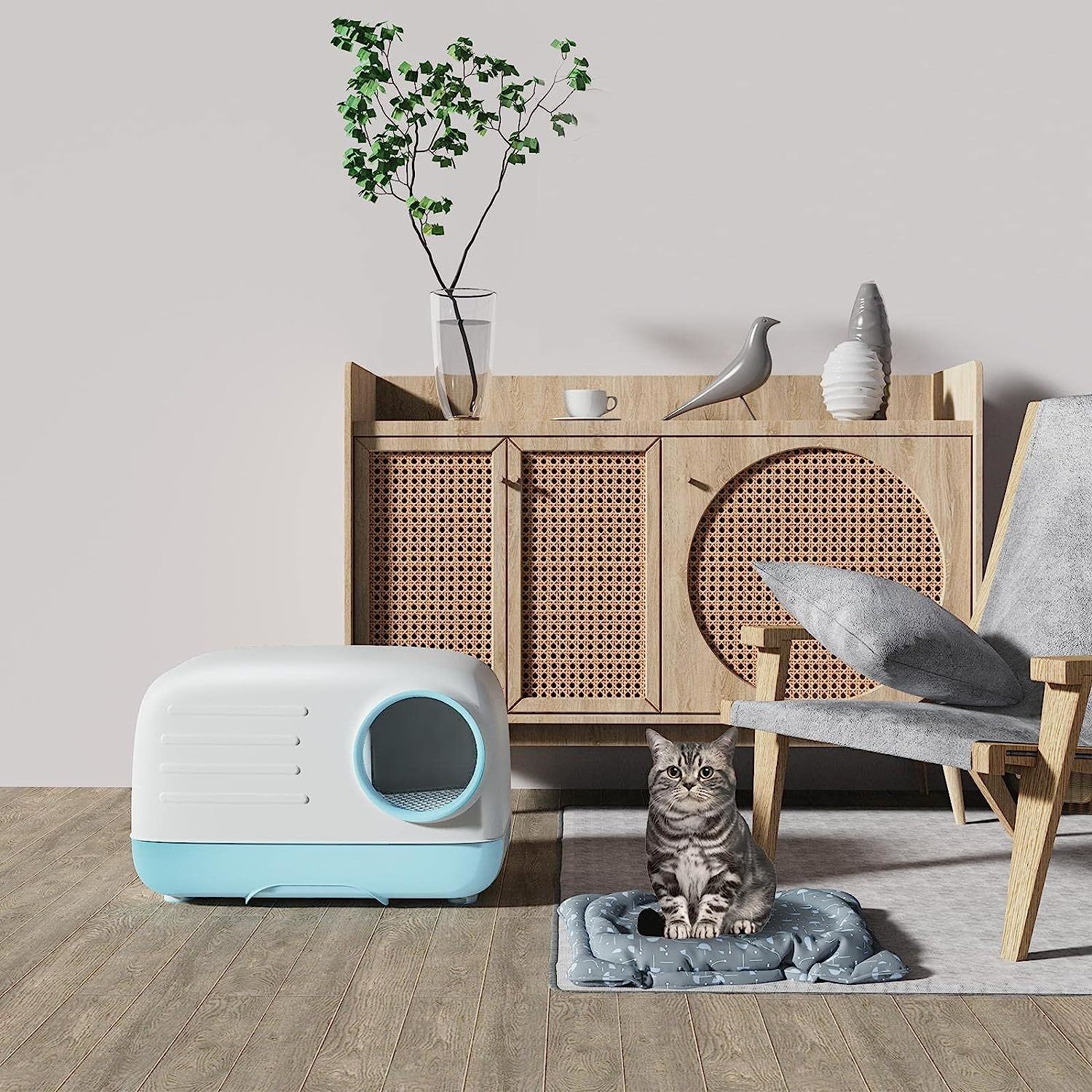 Buy Zoomies Fully Enclosed Cat Litter Box Blue at Mighty Ape NZ