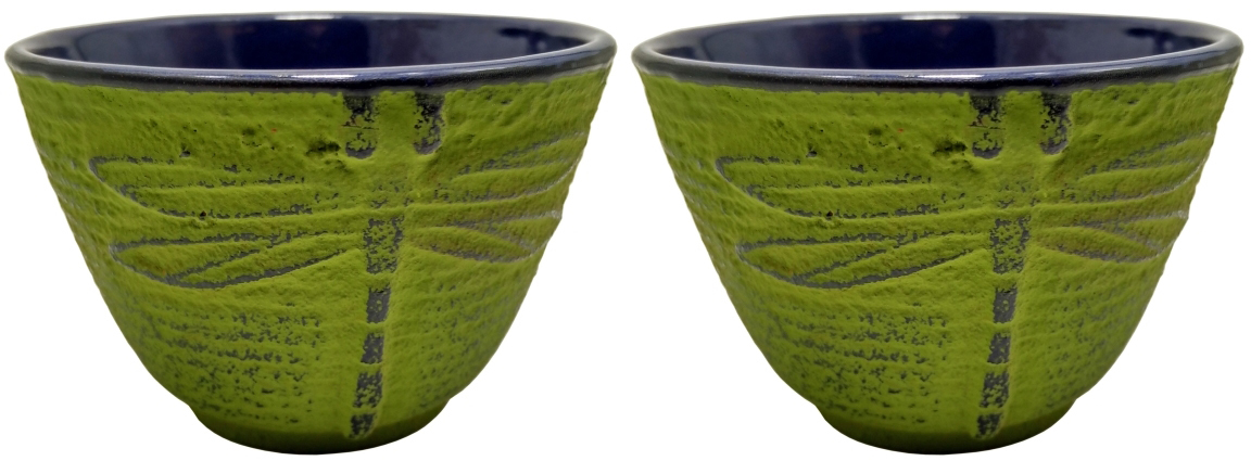 Teaology: Green Dragonfly Cast Iron Tea Cups - Set of 2 (120ml) image