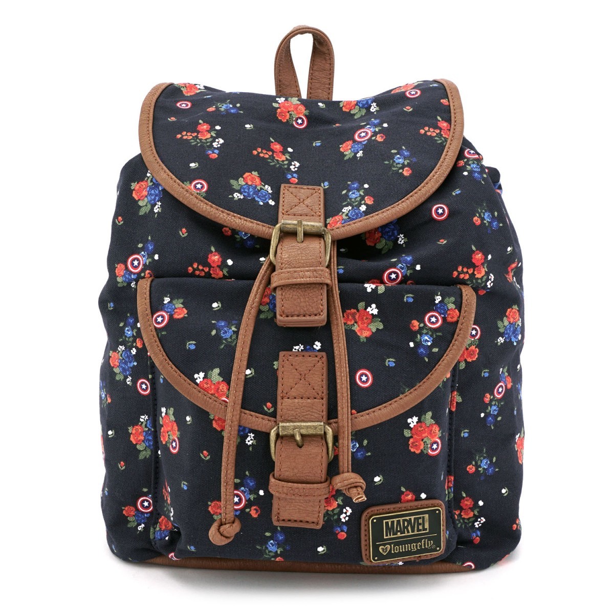 Loungefly Marvel Captain America Floral Print Backpack image