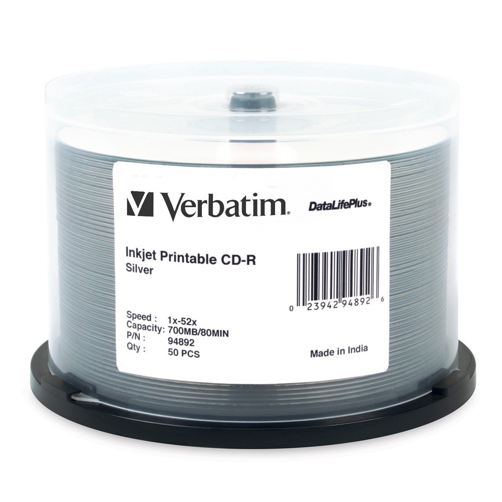 Verbatim CD-R 700MB Silver Inkjet 52x (50 Pack) image