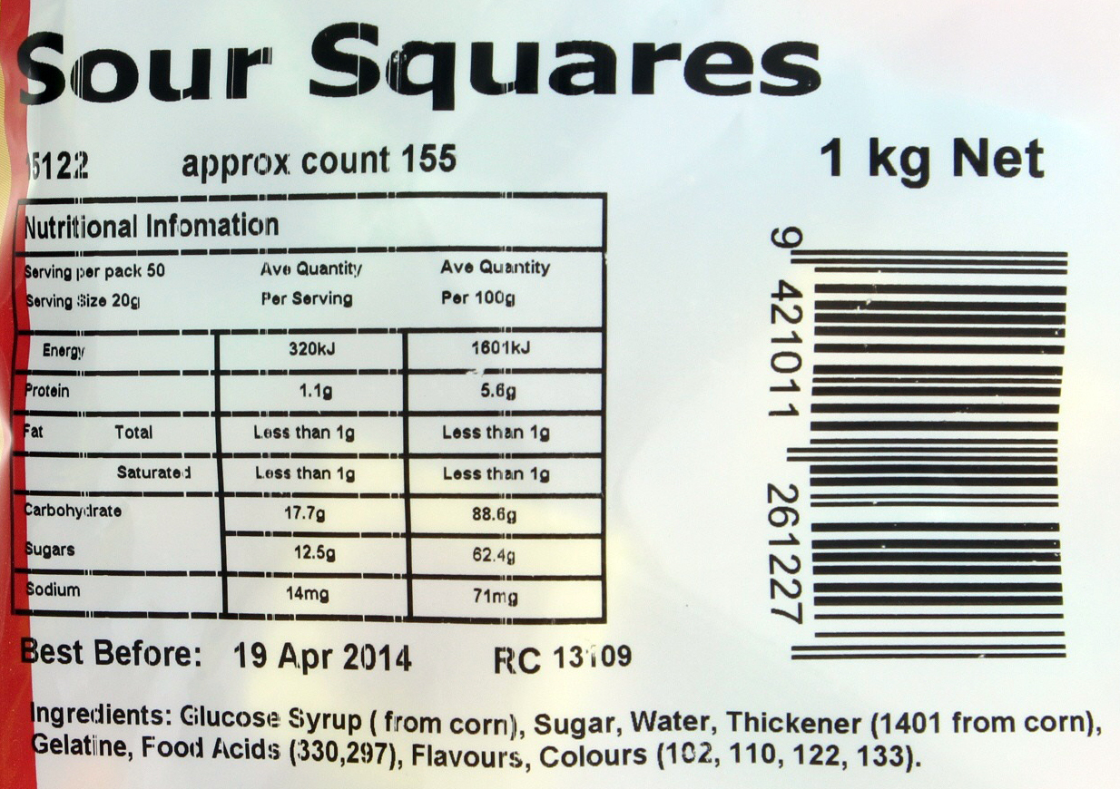 Sour Squares Lollies 1kg - Rainbow Confectionery image