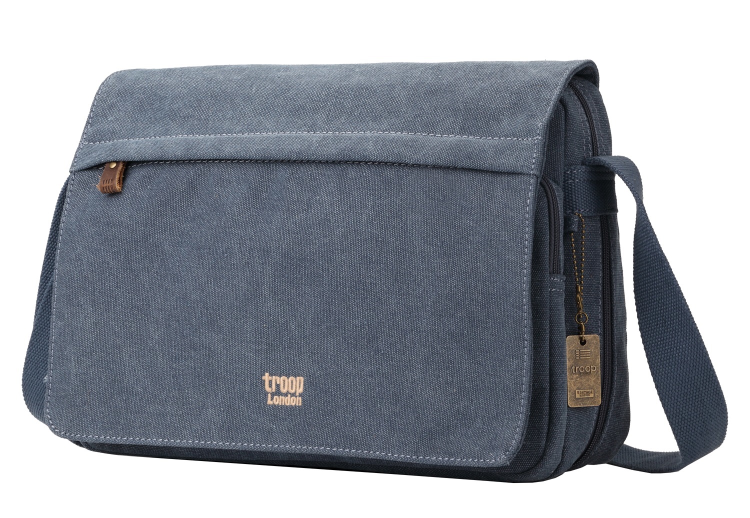 Troop London: Classic Small Flap-Front Messenger Bag - Blue image