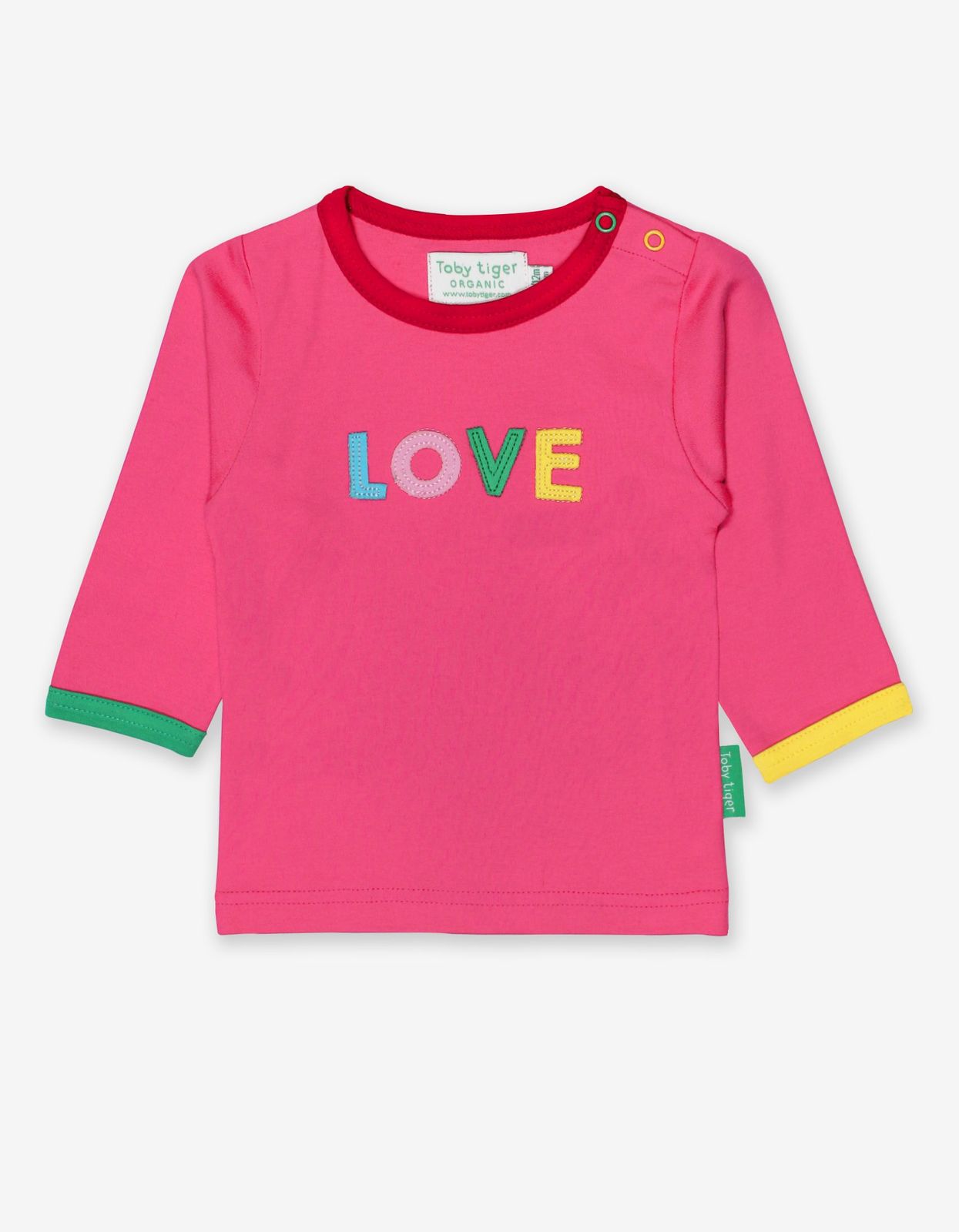 Toby Tiger: Organic Love Applique LS T-Shirt (1-2y/92cm) image
