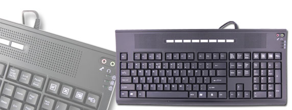 Laser USB Multimedia VOIP Keyboard With 2 USB Ports, Speakers & Microphone image