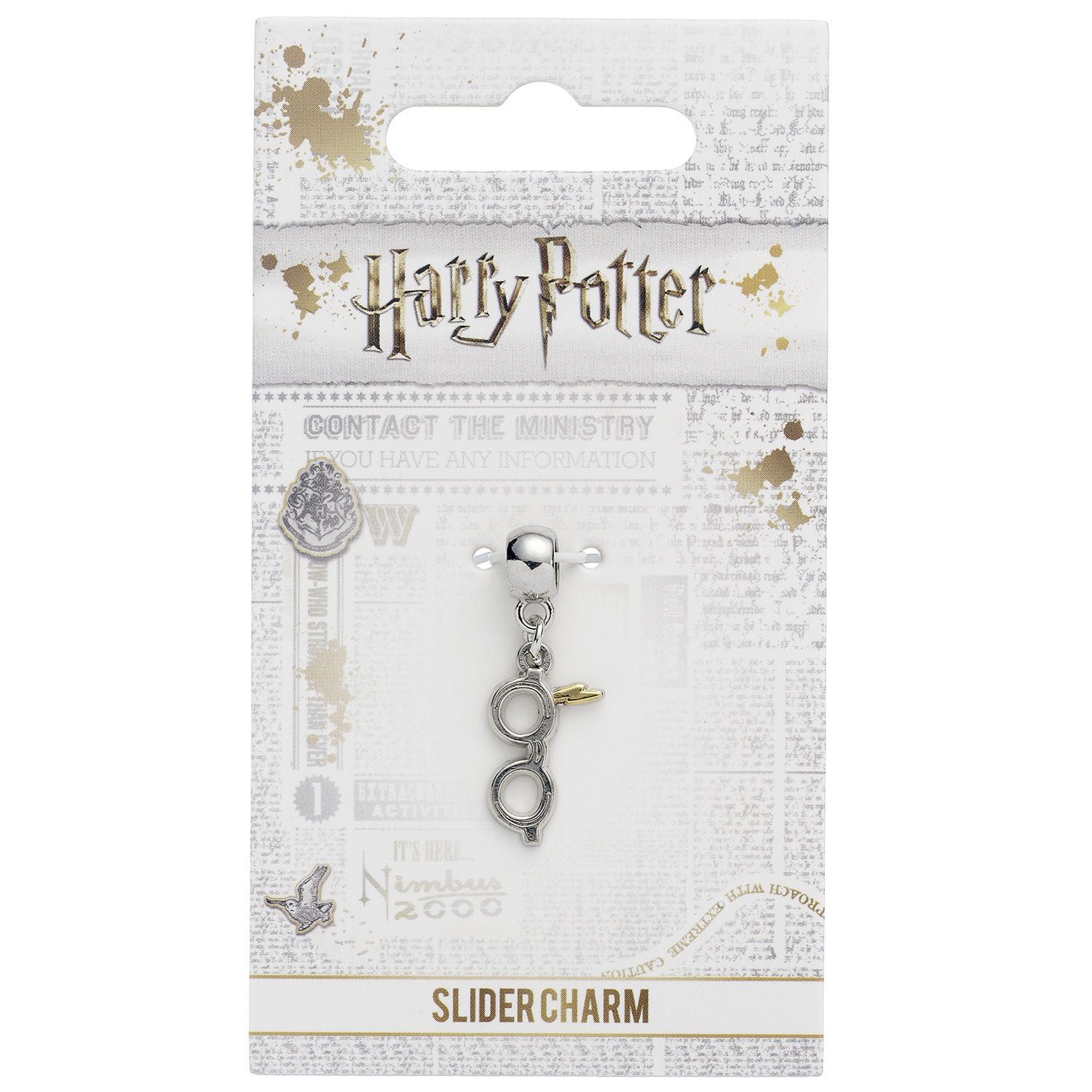 Harry Potter Silver Plated Lightning Bolt with Glasses Slider Charm image