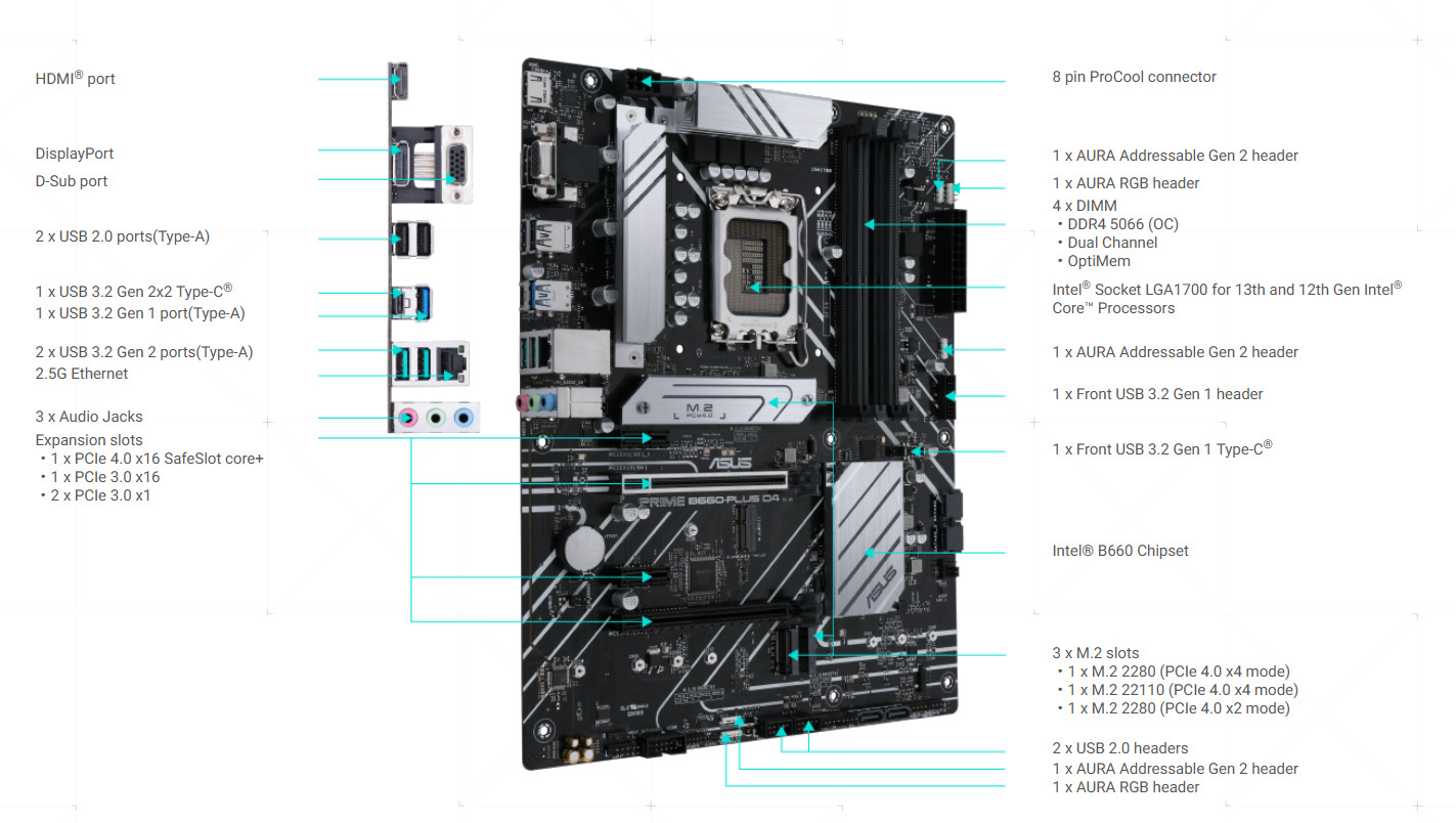 ASUS Prime B660-Plus D4 Motherboard | at Mighty Ape NZ