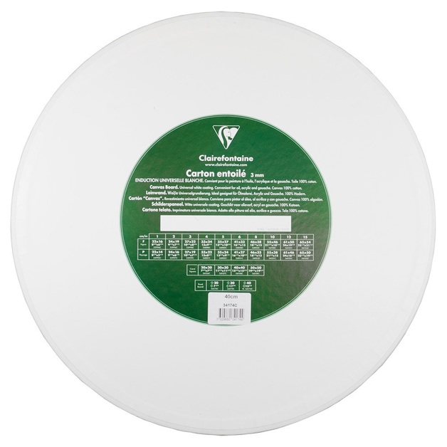 Clairefontaine White Canvas Board 3 mm Thick 20cm Round