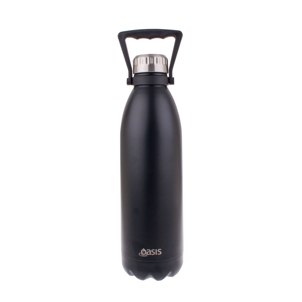 Oasis: Insulated Stainless Steel Drink Bottle with Handles - Matte Black (1.5L)