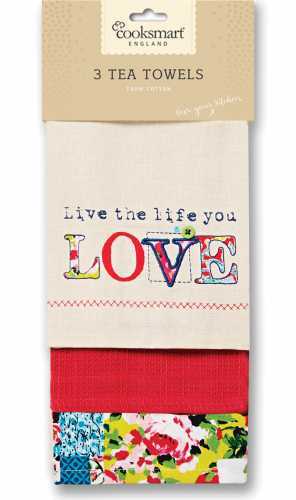 Cooksmart 3 Pack Tea Towel - Oriental Patchwork image