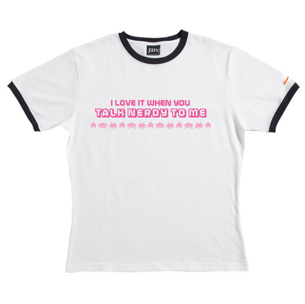Talk Nerdy - Ringer Tee (White) for image