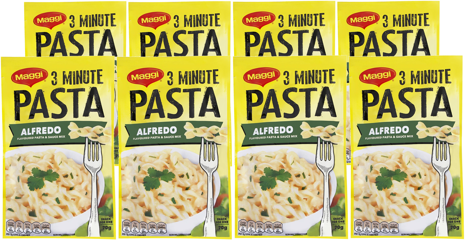 Maggi 3 Minute Alfredo Pasta 70g (8 Pack) image