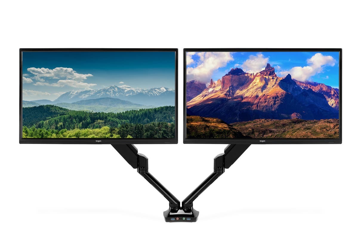 Kogan Full Motion Gas Spring Dual Monitor Mount at Mighty Ape NZ