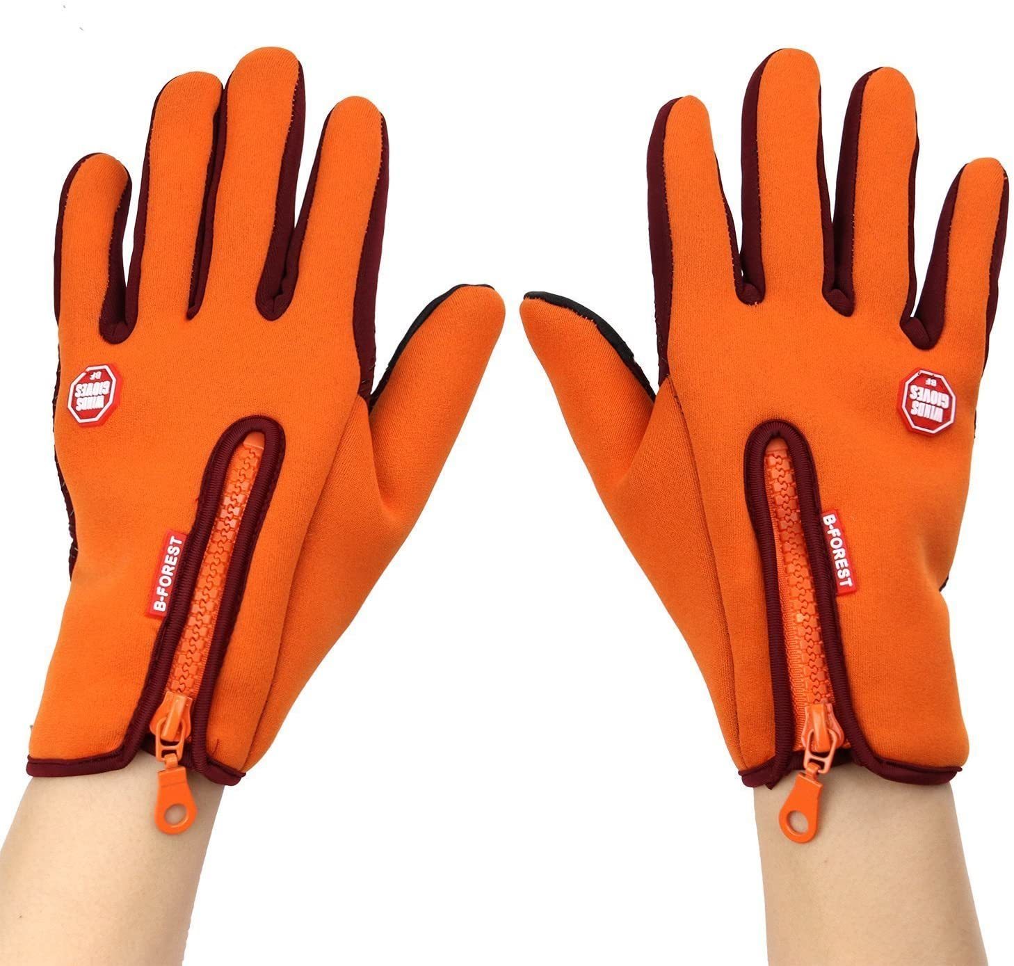 orange cycling gloves