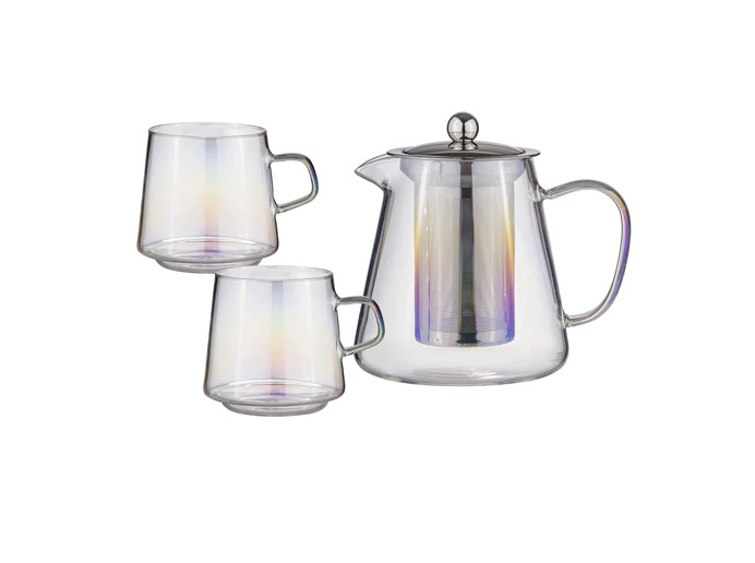 Tempa Oaklyn Glass Teapot & 2 Mugs Set Opal at Mighty Ape NZ