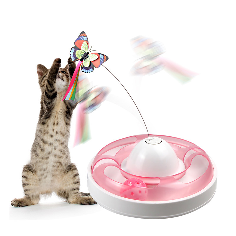 Butterfly Turntable - Interactive Pet Toy (Pink)