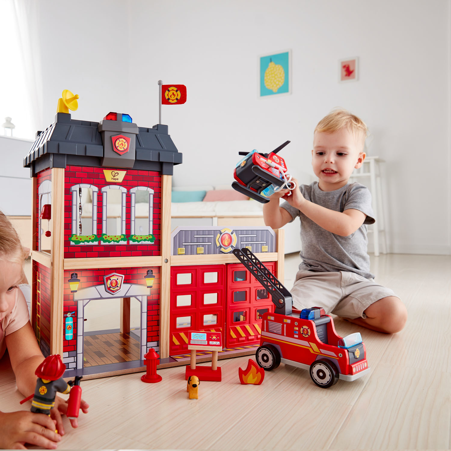 Hape: Fire Station Wooden Playset image