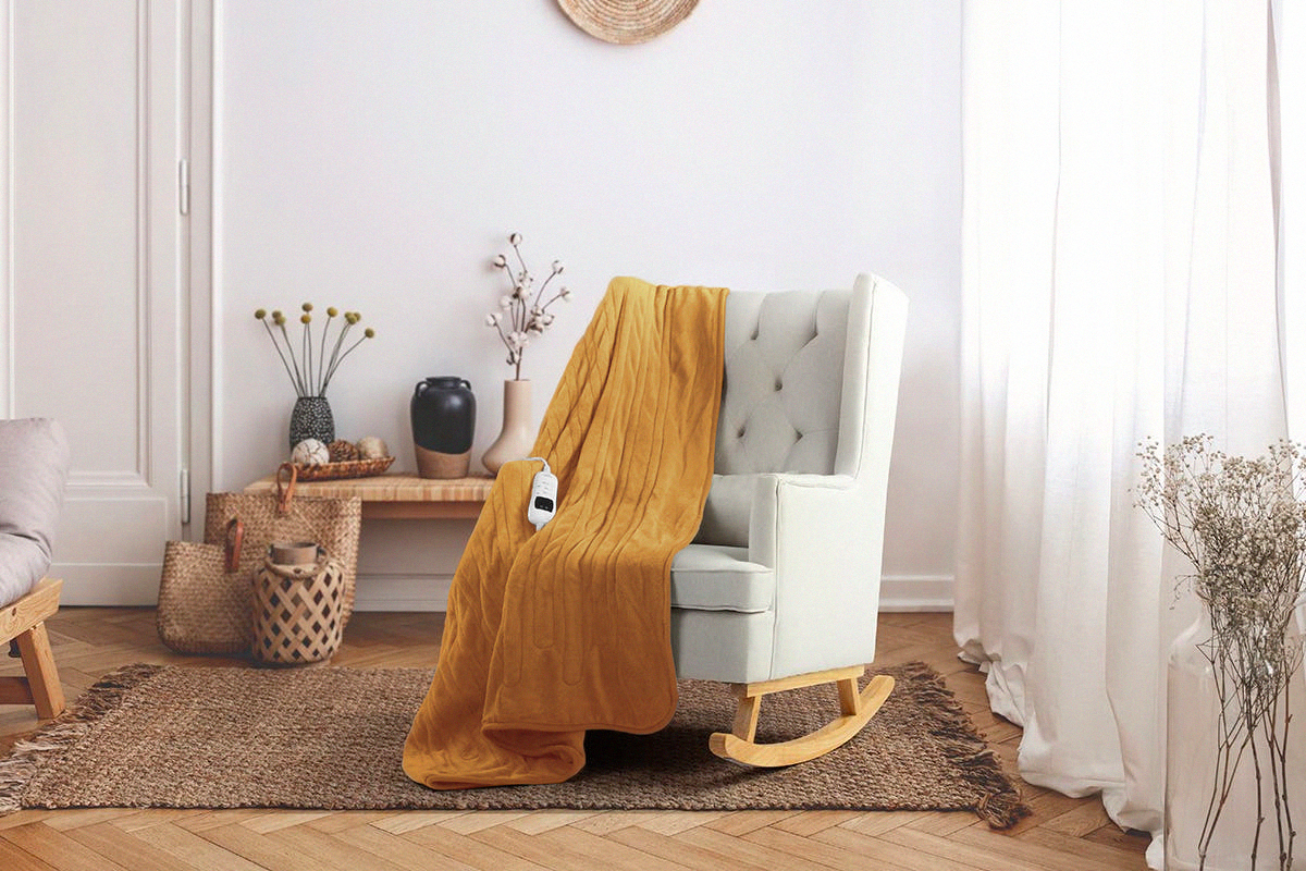Ovela Washable Plush Electric Heated Throw Blanket (200cm x 180cm, Honey) |  at Mighty Ape NZ