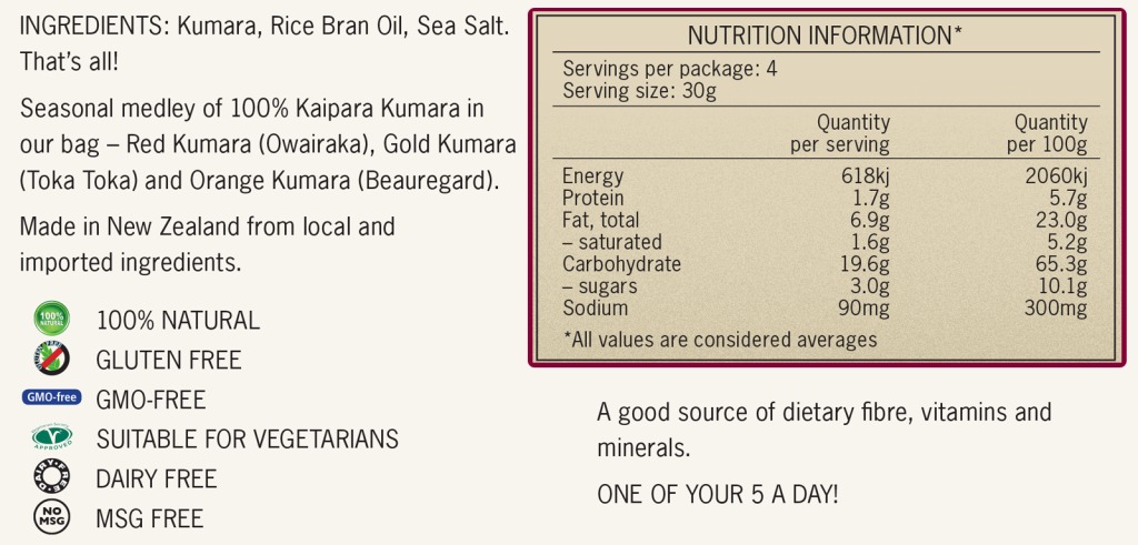 Proper Crisps Kumara 100g image