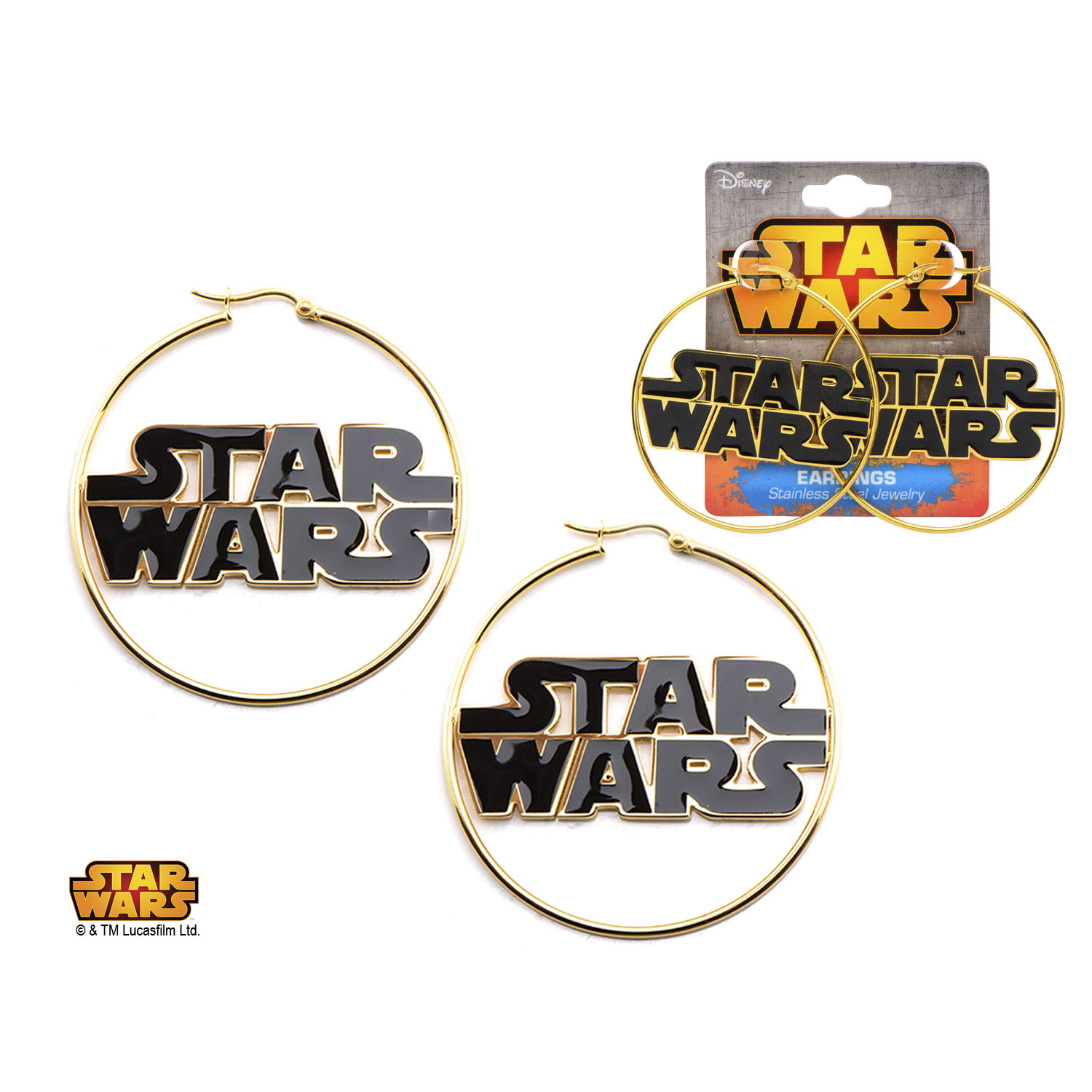 Star Wars Gold Plated Logo Hoop Earrings image