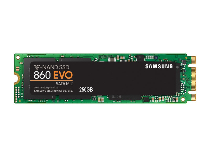 250GB Samsung 860 EVO V-NAND M.2 (2280) SSD SATA III 6GB/s, R/W(Max) 550MB/s/520MB/s image