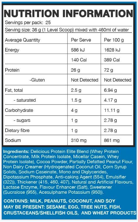 Giant Sports Delicious Elite Protein - Peanut Butter Chocolate (907g) image