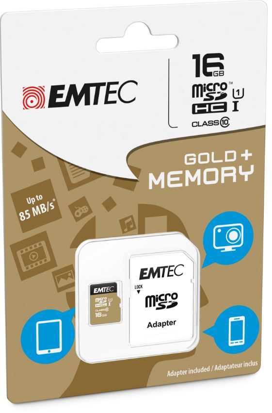 16GB Emtec Micro SD Card Gold+ (Class 10) image