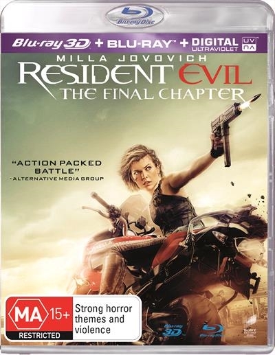 Resident Evil: The Final Chapter on Blu-ray, 3D Blu-ray, UV