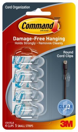 Command Clear Round Cord Clips with Strips (4 Pack) image