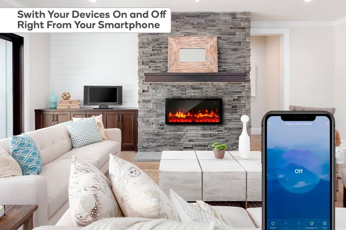 Buy Kogan SmarterHome 1800W MultiColour Flame Effect Slimline Heater