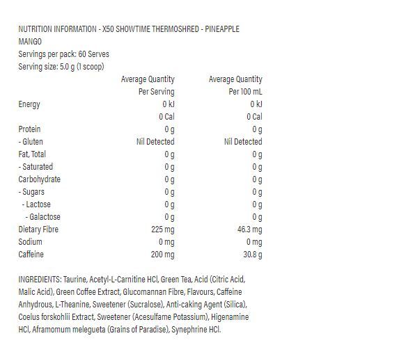 X50 Showtime: Thermoshred - Pineapple Mango (303g) image