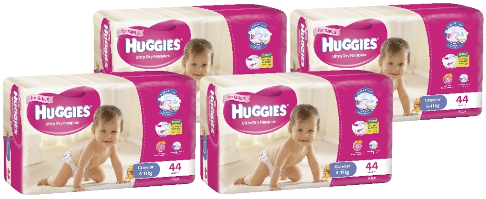 Huggies Ultra Dry Nappies Bulk Shipper - Crawler Girl 6-11kg (176) image