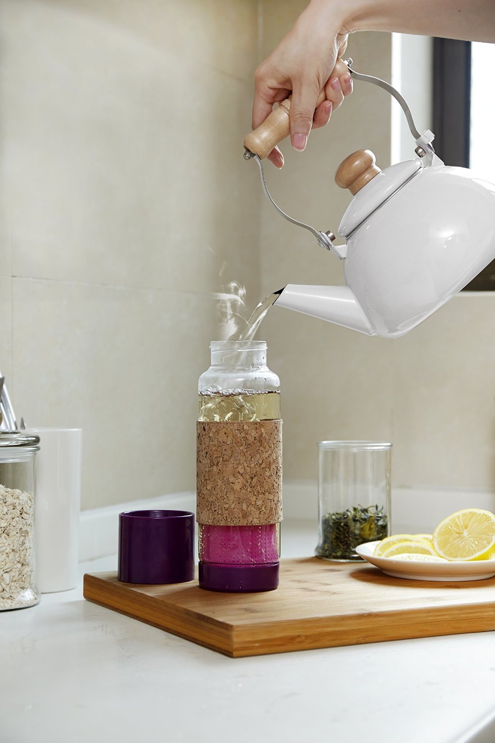 Tea Time Glass Infusion Bottle Purple at Mighty Ape Australia
