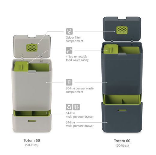 Joseph Joseph Totem Bin Stone (60L) at Mighty Ape Australia