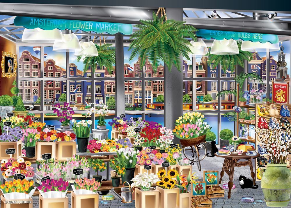 Holdson: 1,000 Piece Puzzle - Windows of the World (Amsterdam Flower Market) image