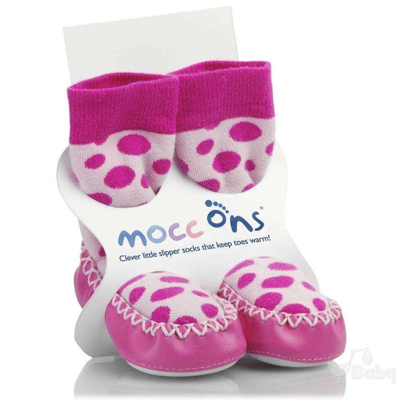 Mocc Ons Designer Moccs - Pink Spot (18-24 months)